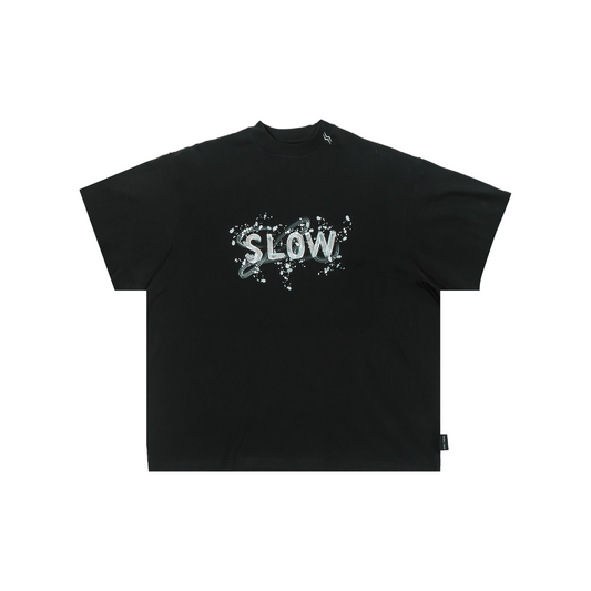 SLOWDOWN Handpainted Concrete Tee Black (FW25)