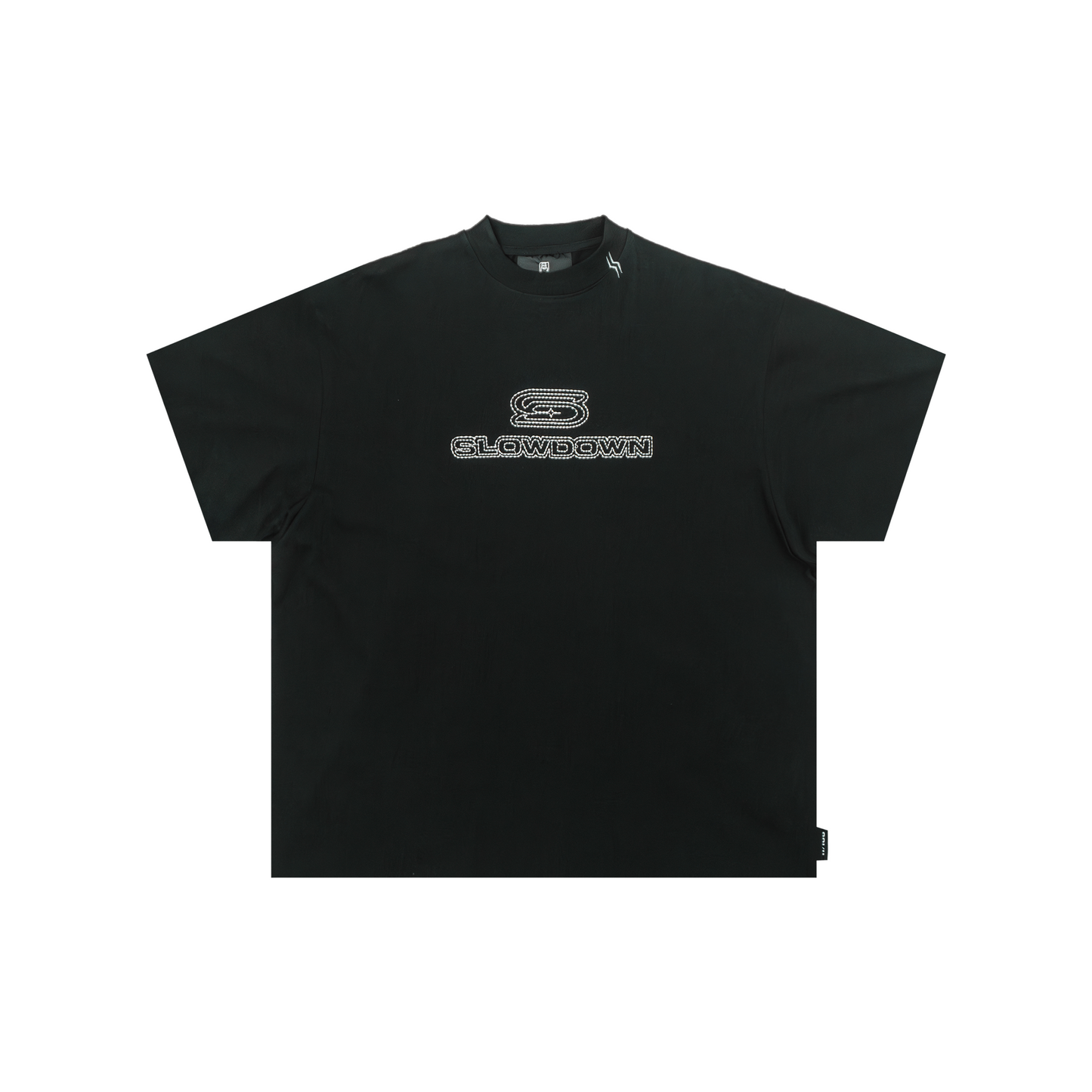 SLOWDOWN Line Embroidered Tee Black (FW25)