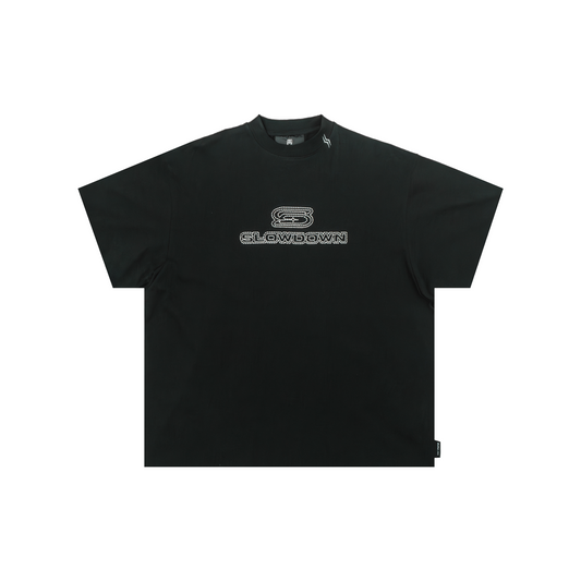 SLOWDOWN Line Embroidered Tee Black (FW25)
