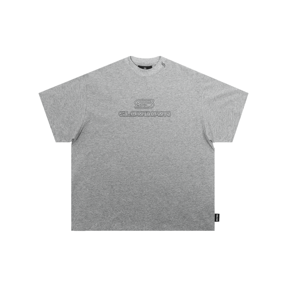 SLOWDOWN Line Embroidered Tee Grey (FW25)