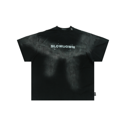 SLOWDOWN Washed Ink Splash Tee Black (FW25)