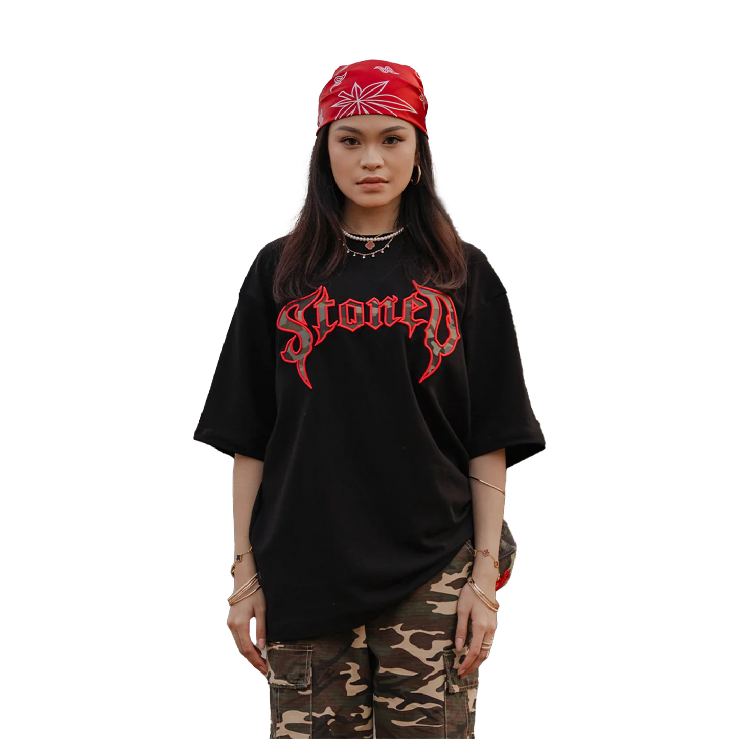 Stoned & Co ® Blessed25 : Conspiracy Camo Tee Black (SS25)