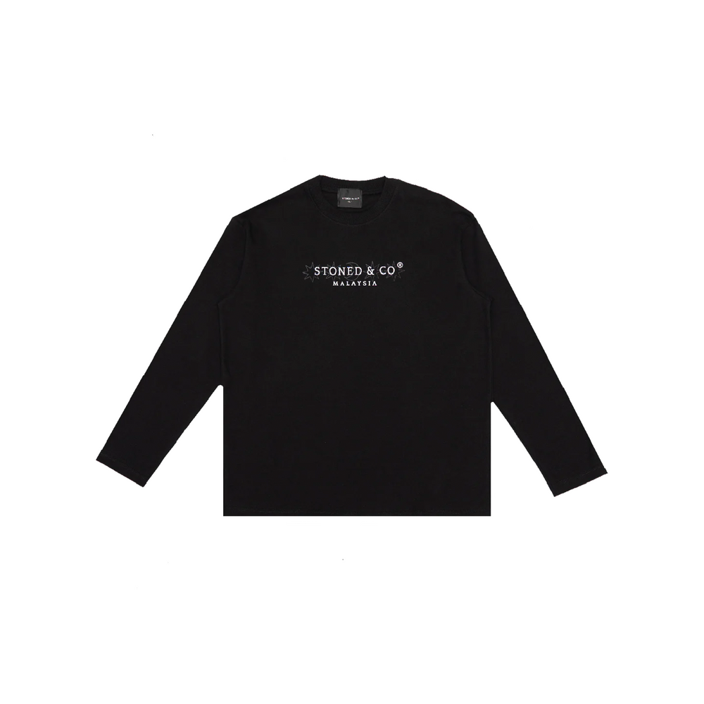 Stoned & Co ® Blessed25 : Signature Moonlight Long Sleeved Tee Black (SS25)