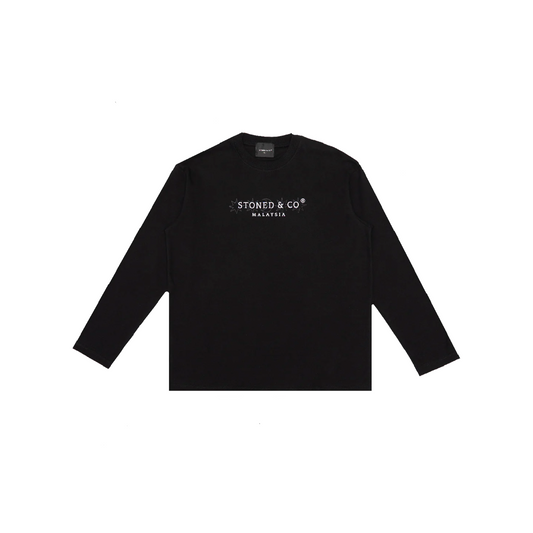 Stoned & Co ® Blessed25 : Signature Moonlight Long Sleeved Tee Black (SS25)