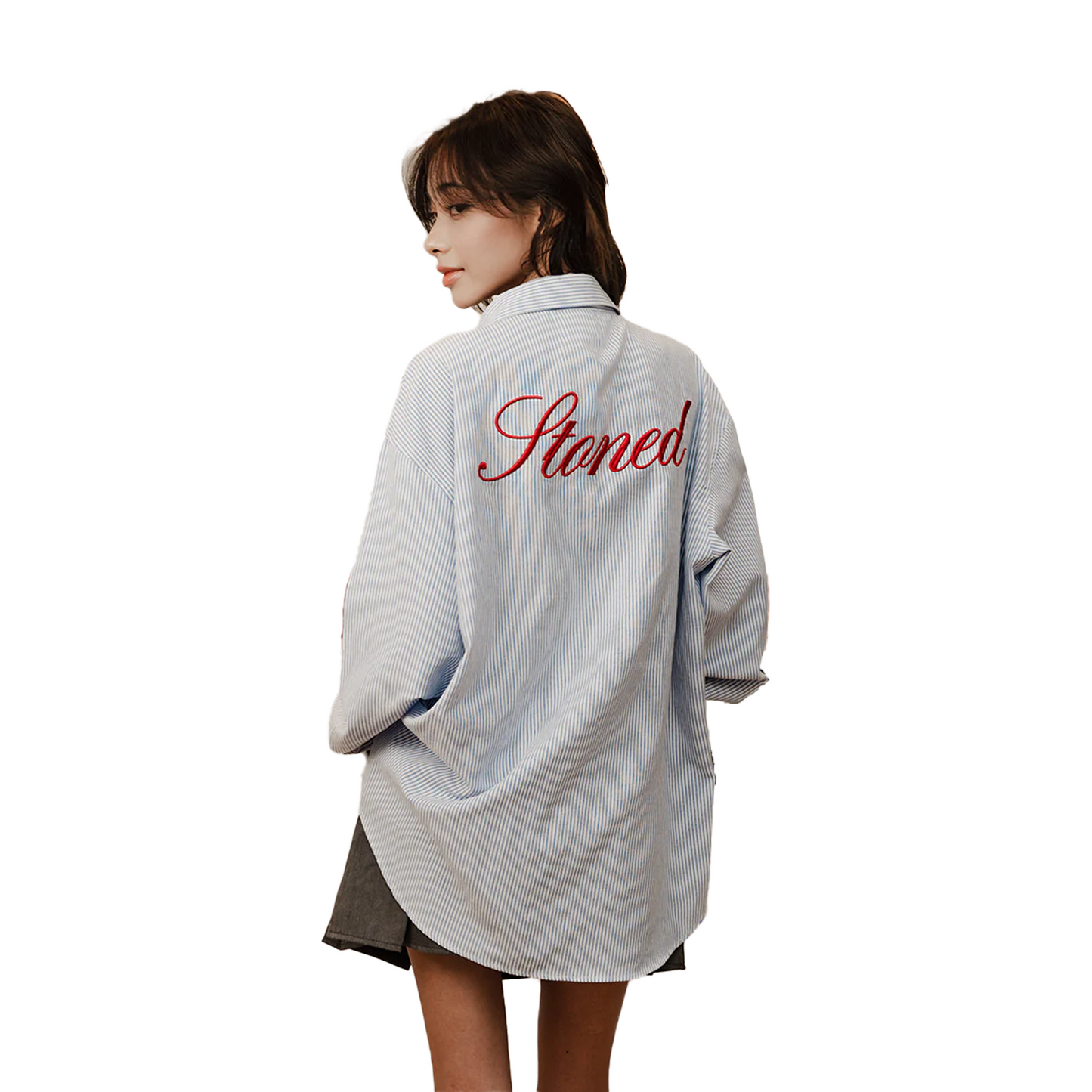 Stoned & Co ® Blessed25 : Stripe Long Sleeve Shirt Blue (SS25)