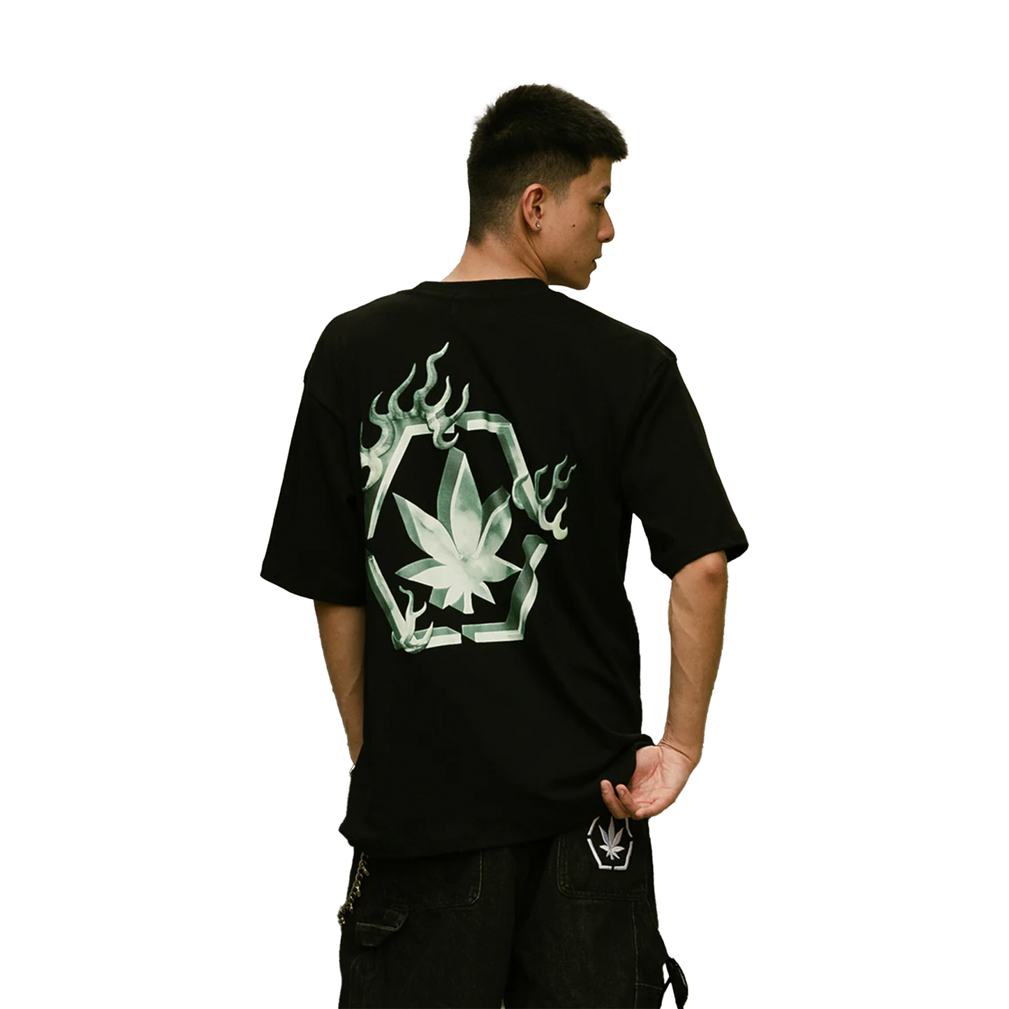 Stoned & Co ® Golden Jade : Genetic Hexagon Jade Tee Black (SS25)