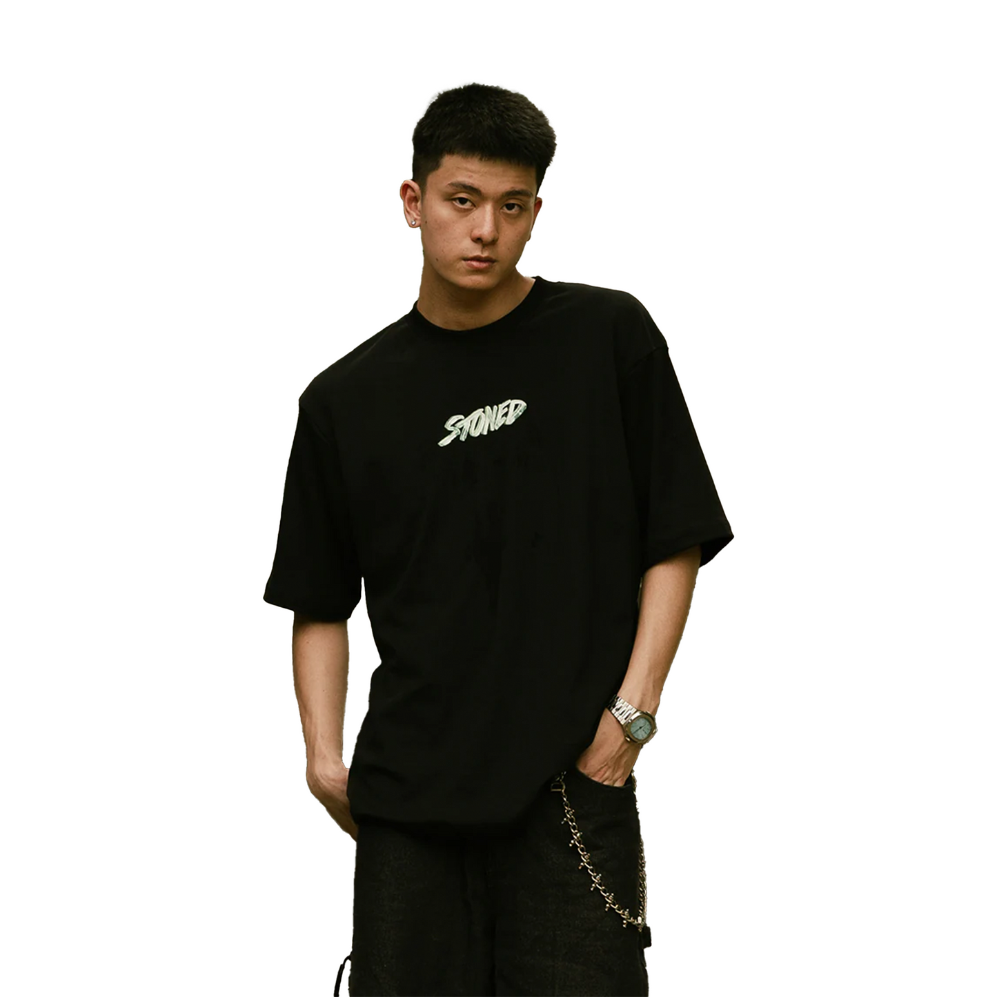 Stoned & Co ® Golden Jade : Genetic Hexagon Jade Tee Black (SS25)