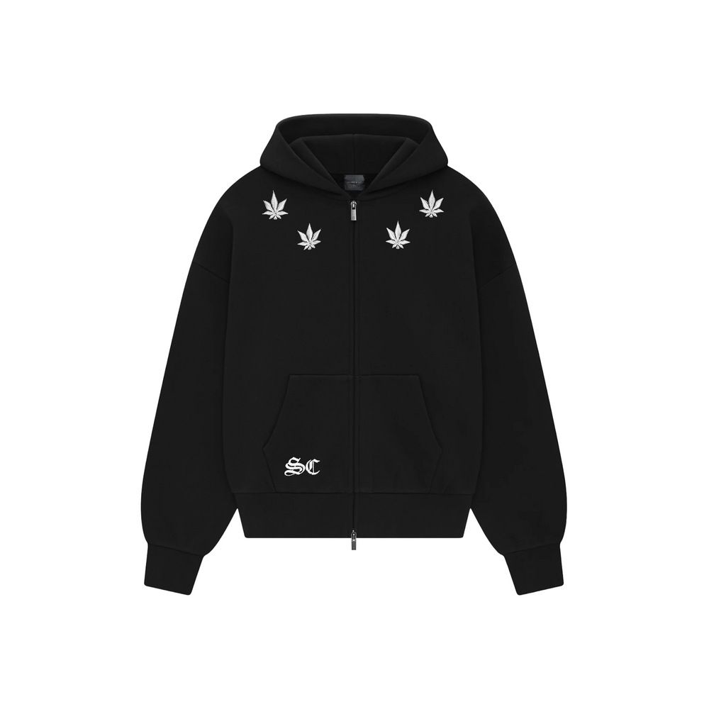 Stoned & Co ® WBB25 : Quad Zipped Up Hoodie Black (SS25)