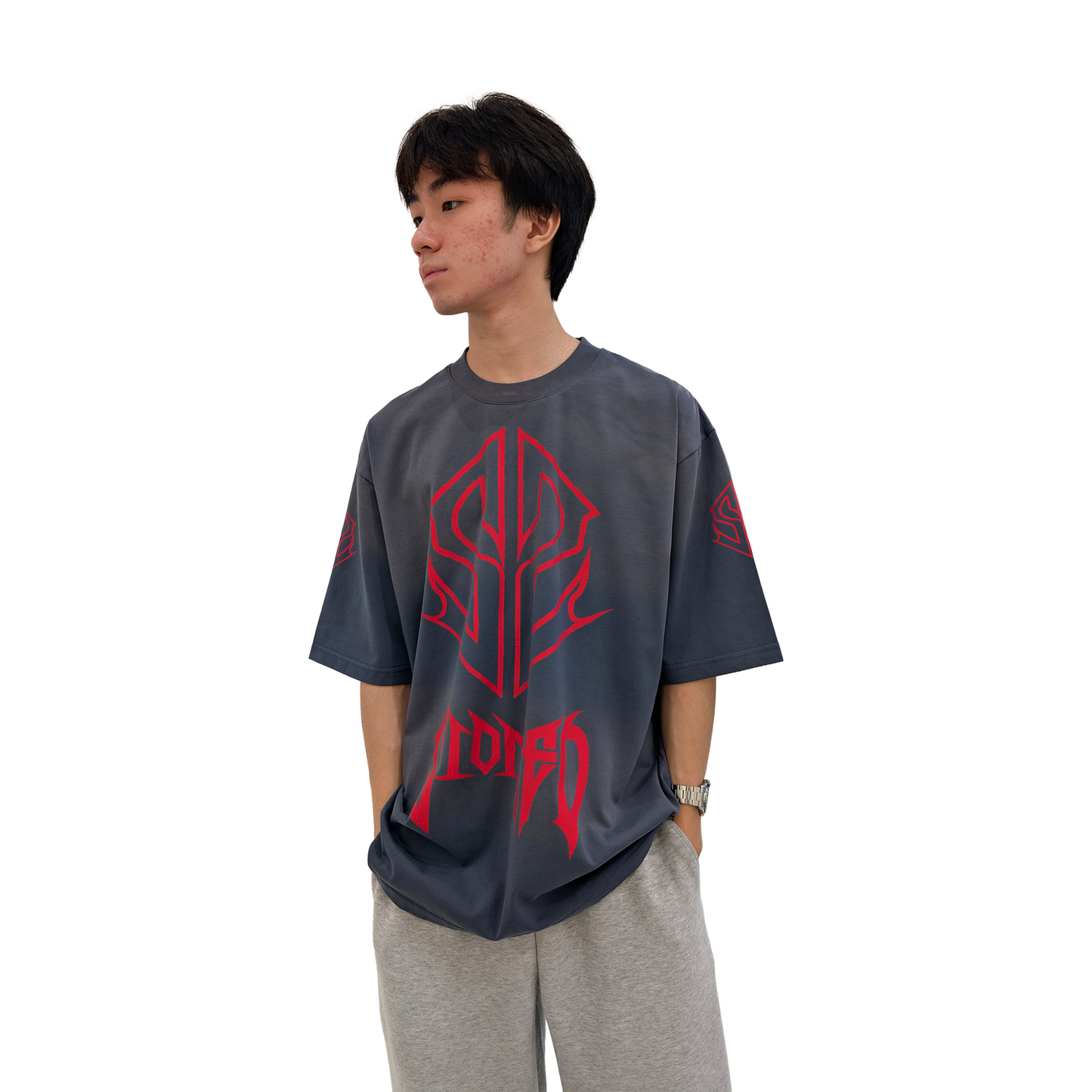 Stoned & Co ® WBB25 : S/S Metal Tee Washed Navy (SS25)