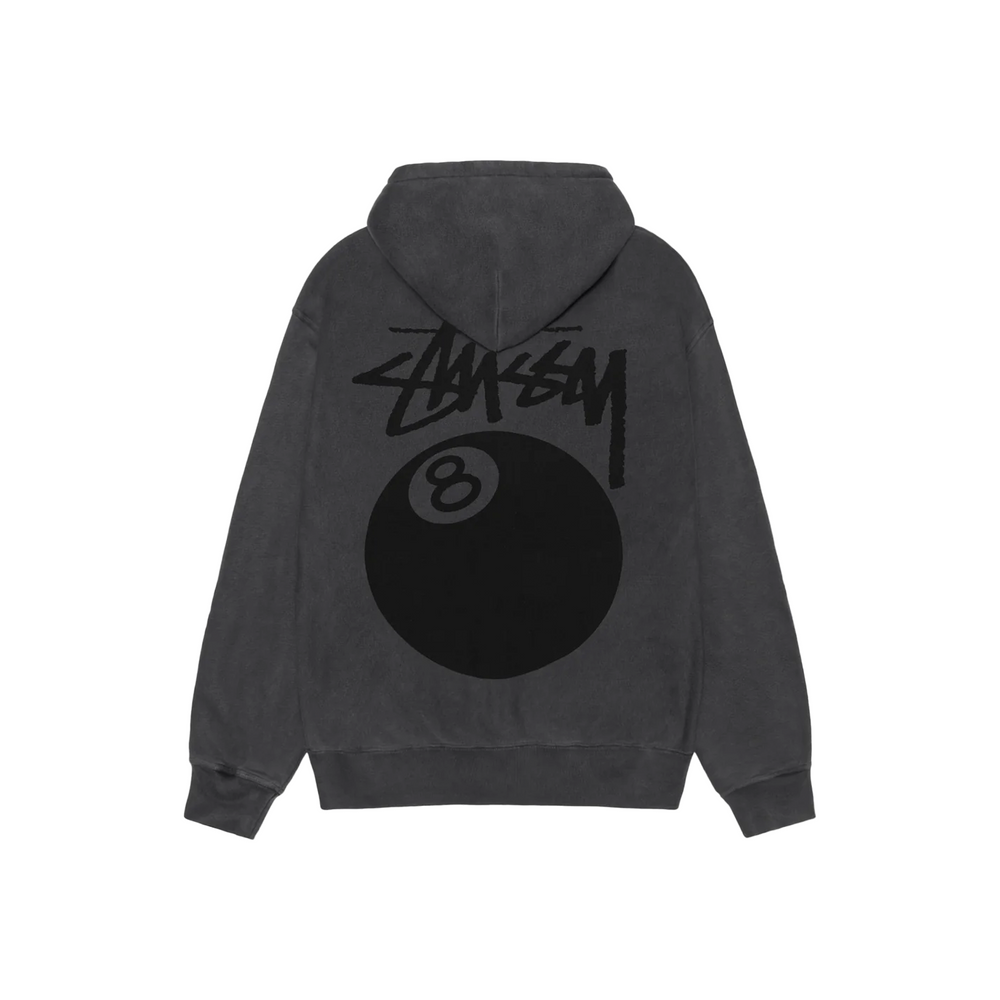 Stüssy 8 Ball Pigment Dyed Zip Hoodie Black (FW24)