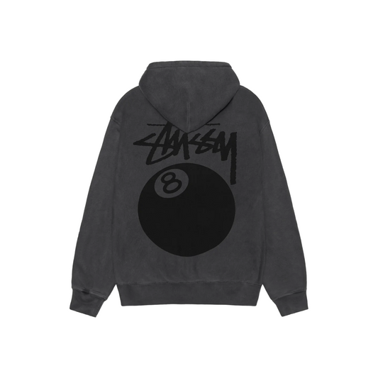 Stüssy 8 Ball Pigment Dyed Zip Hoodie Black (FW24)