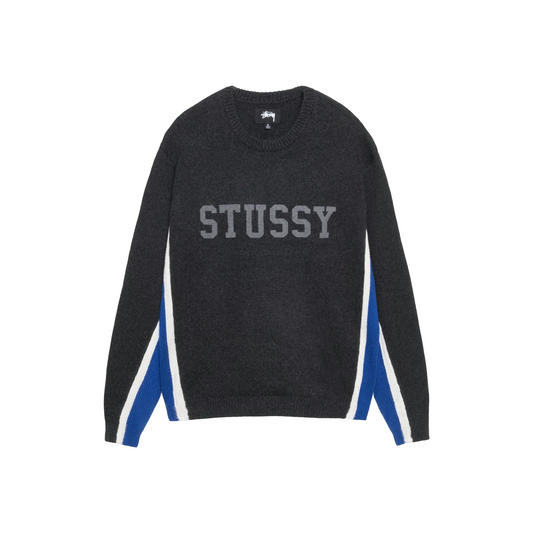 Stüssy Contrast Stripe Crewneck Sweater Charcoal (FW24)
