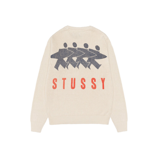 Stüssy Surfman Icon Cotton Linen Crewneck Sweater Ivory (FW24)