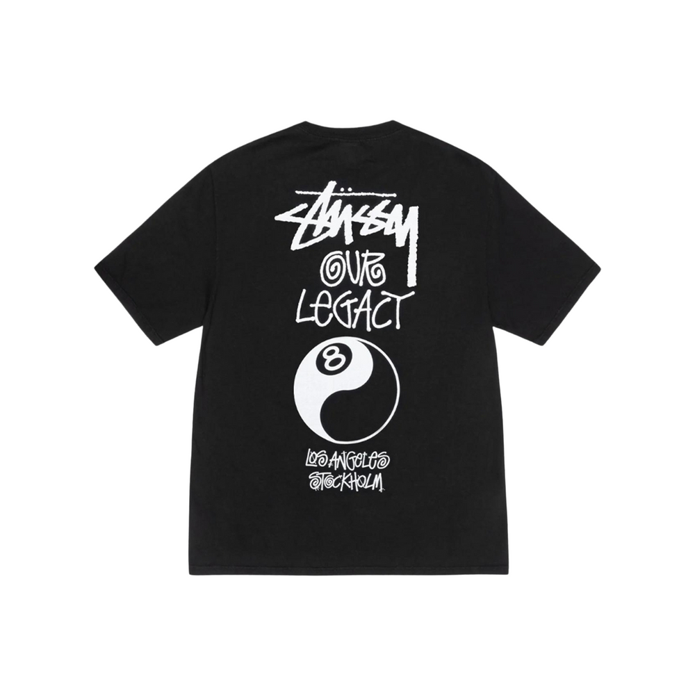 Stüssy x Our Legacy Work Shop 8 Ball Yin Yang Pigment Dyed Tee Black (FW24)