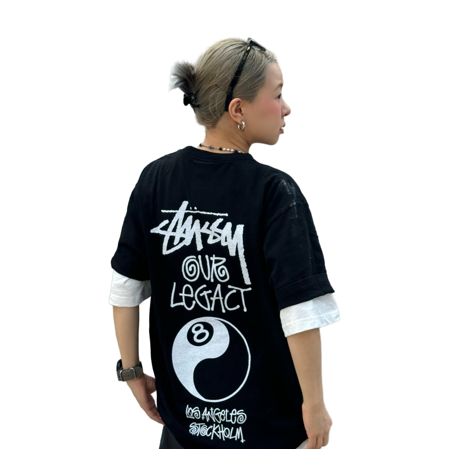 Stüssy x Our Legacy Work Shop 8 Ball Yin Yang Pigment Dyed Tee Black (FW24)