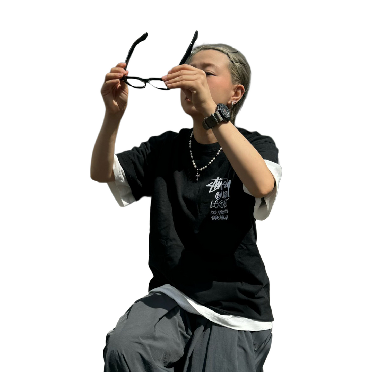 Stüssy x Our Legacy Work Shop 8 Ball Yin Yang Pigment Dyed Tee Black (FW24)