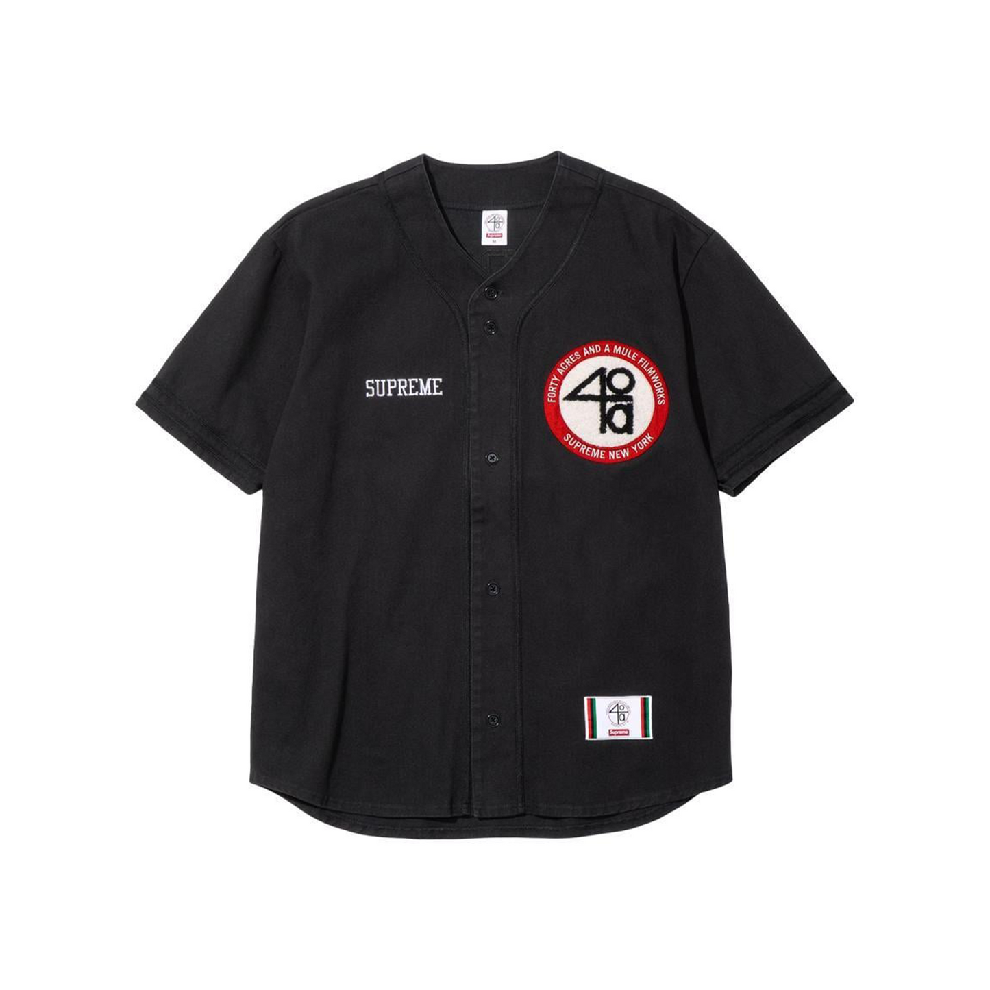Supreme 40 Acres Twill Baseball Jersey Black (SS25)