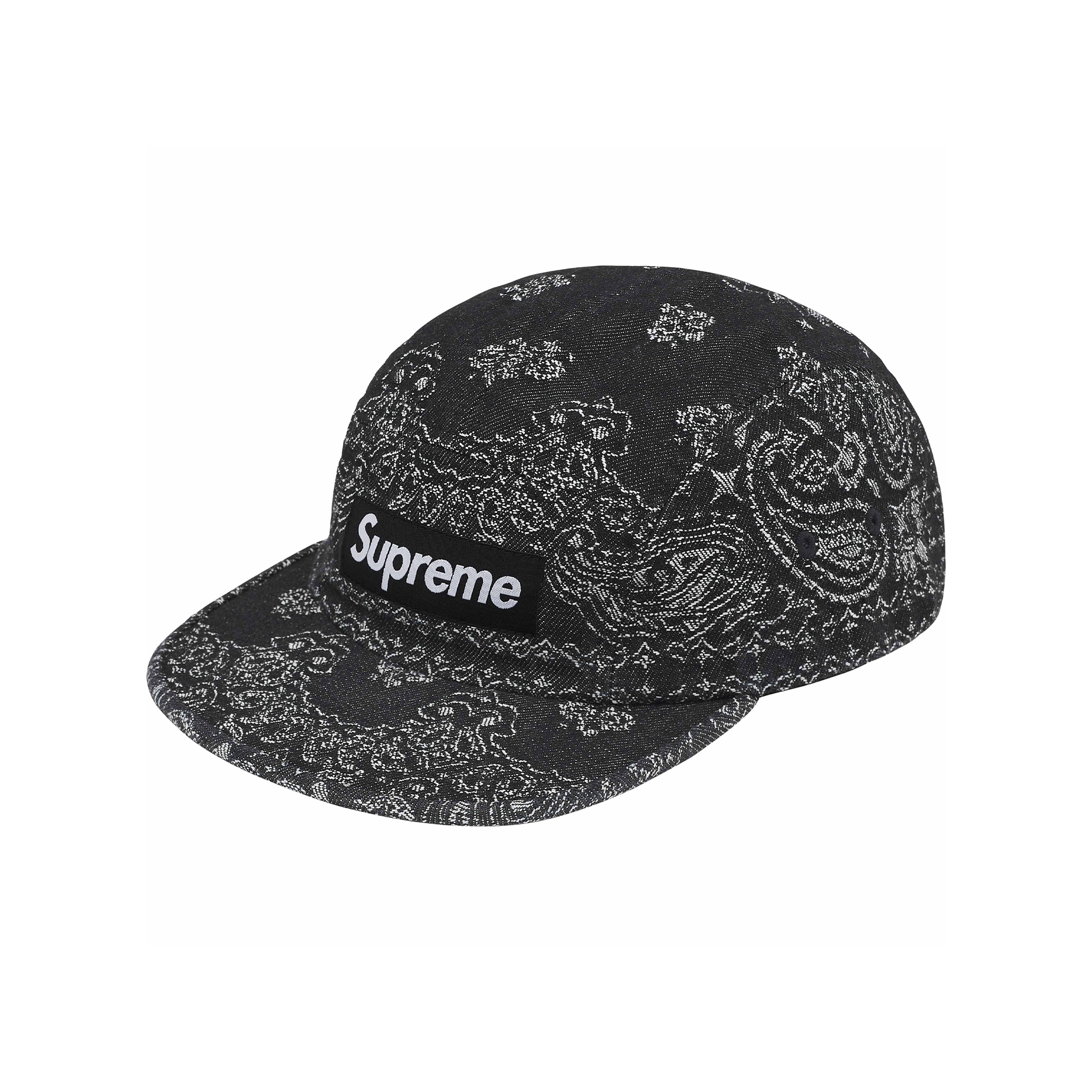 Supreme Bandana Jacquard Denim Camp Cap Black (SS25) – STEALPLUG KL Supreme Bandana Jacquard Denim Camp Cap Black (SS25) – STEALPLUG KL