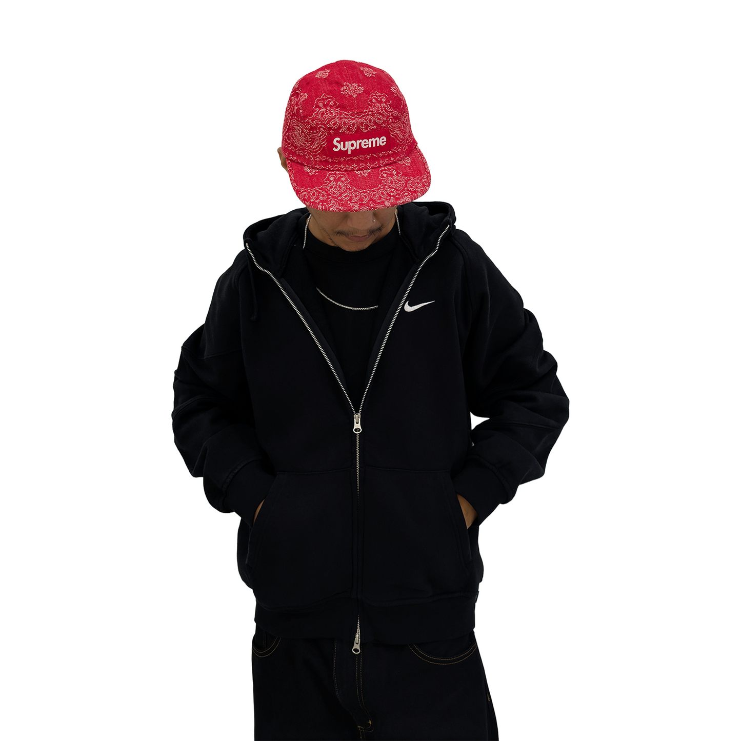 Supreme Bandana Jacquard Denim Camp Cap Red (SS25)