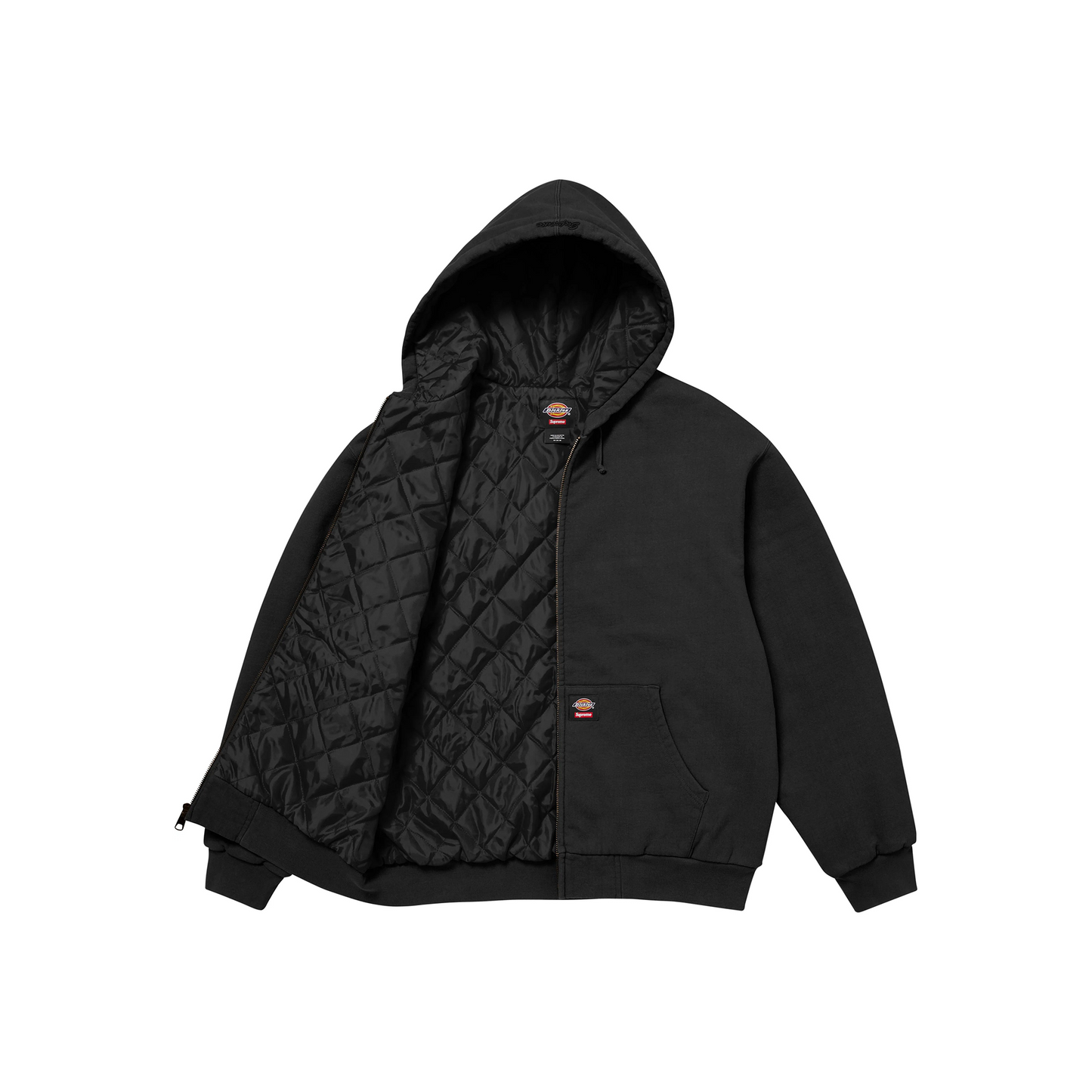 Supreme Dickies Quilted Lined Zip Up Hoodie Black (FW25)