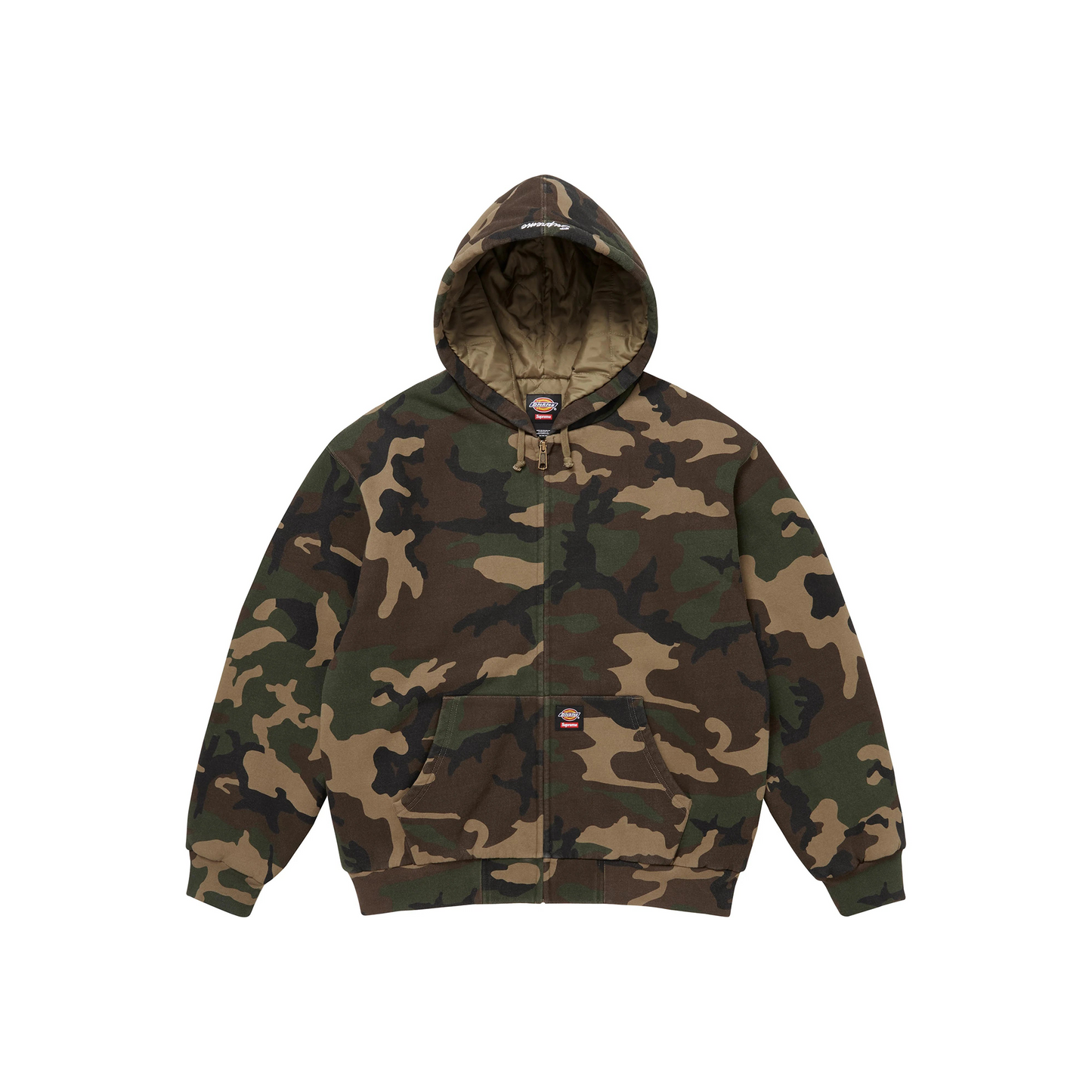 Supreme Dickies Quilted Lined Zip Up Hoodie Woodland Camo (FW25)