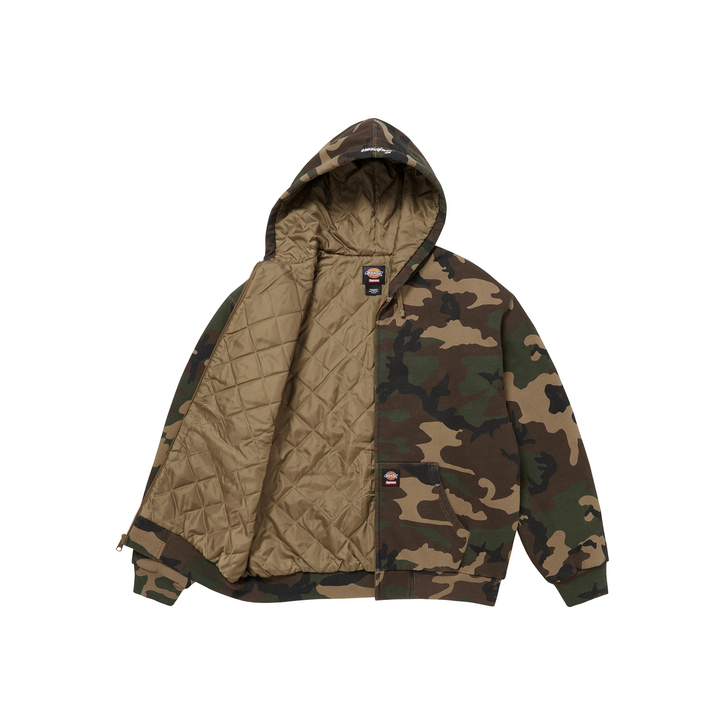 Supreme Dickies Quilted Lined Zip Up Hoodie Woodland Camo (FW25)