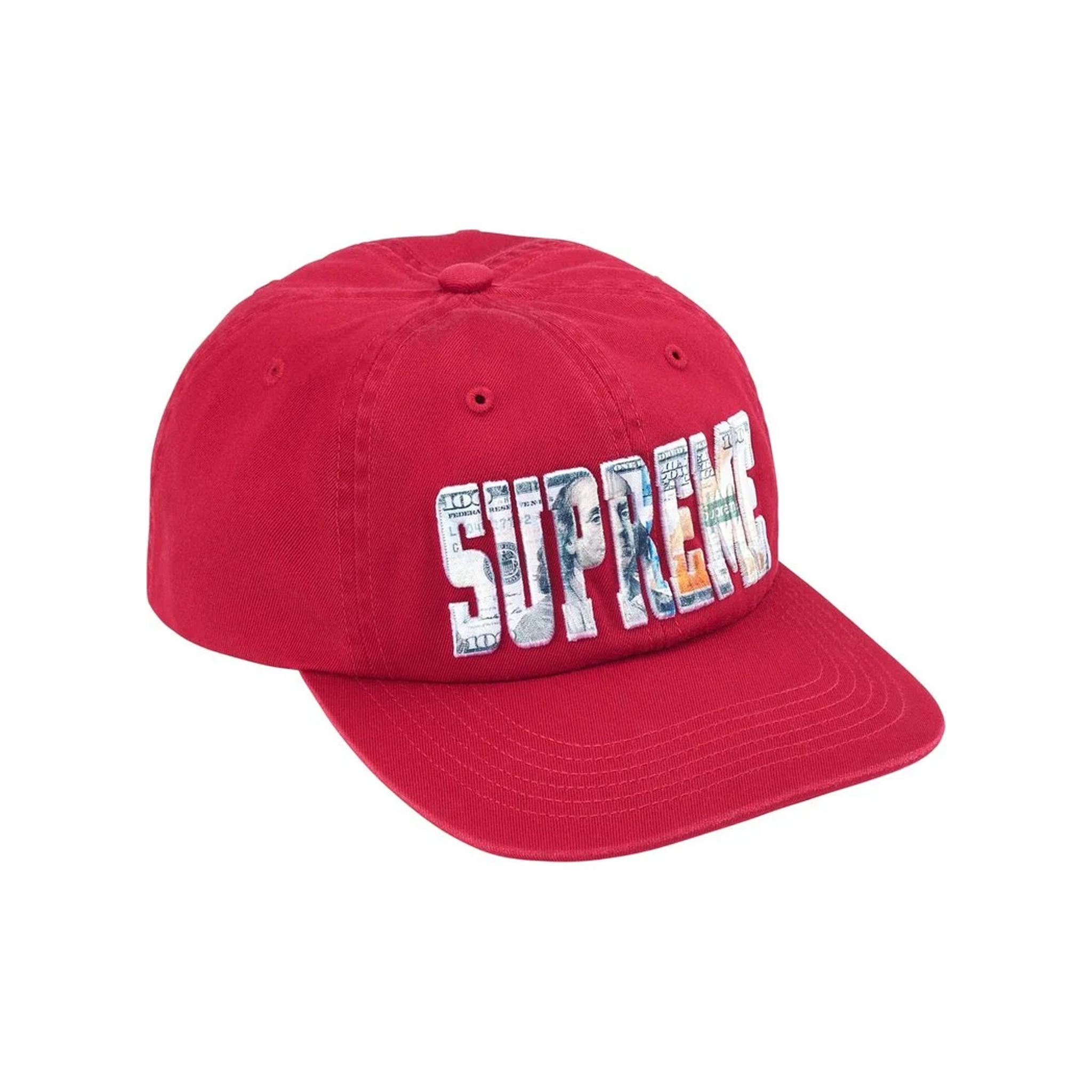 Supreme Embroidered Money Logo 6-Panel Cap Red (SS26) – STEALPLUG KL