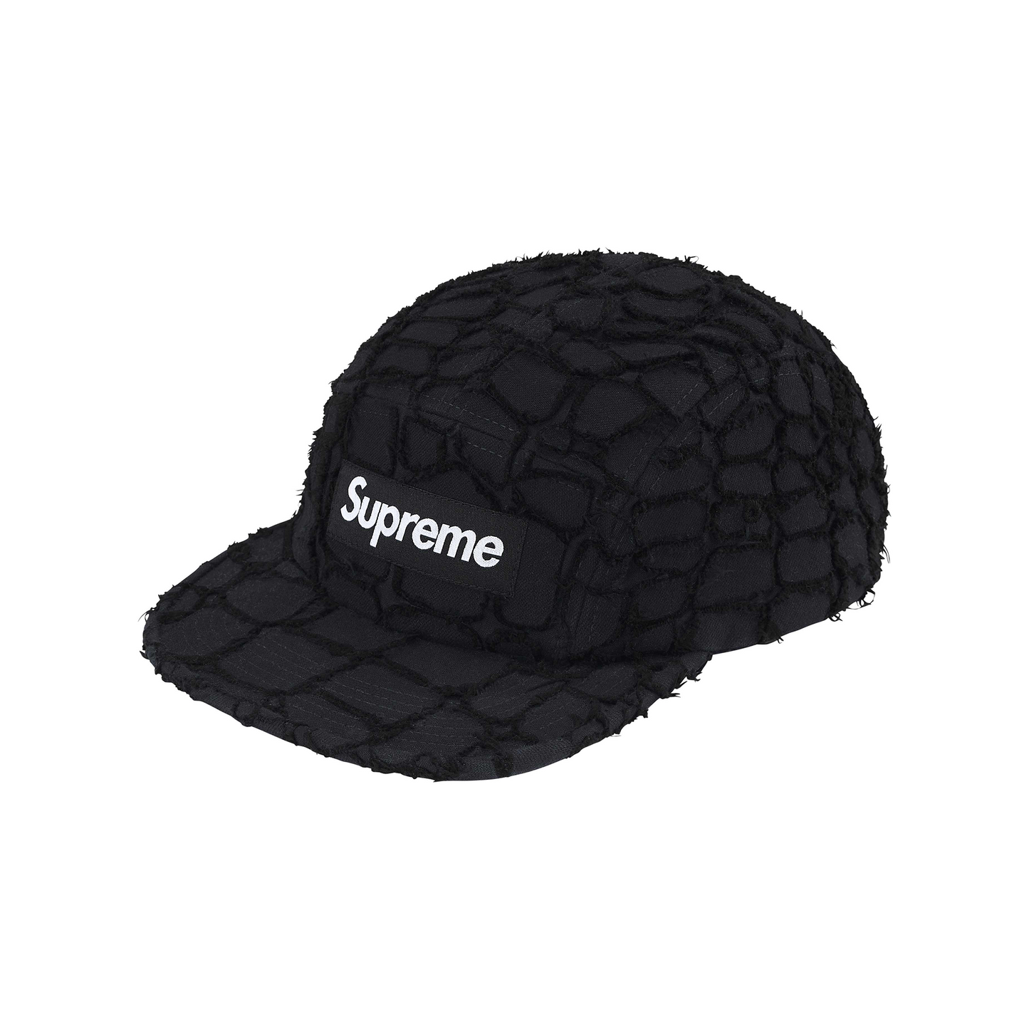 Supreme Frayed Croc Denim Camp Cap Black (SS25)