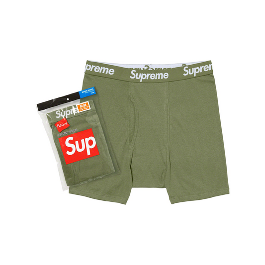 Supreme Hanes Boxer Briefs (2 Pack) Olive (SS22)