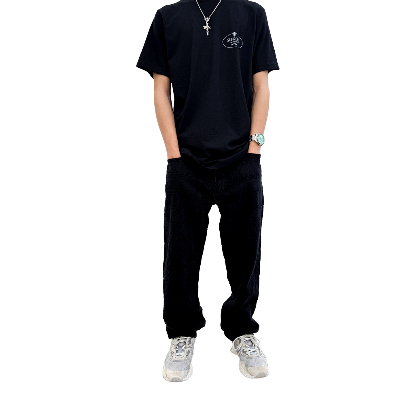 Supreme Pant Frayed Logos Regular Jean Black (SS21)