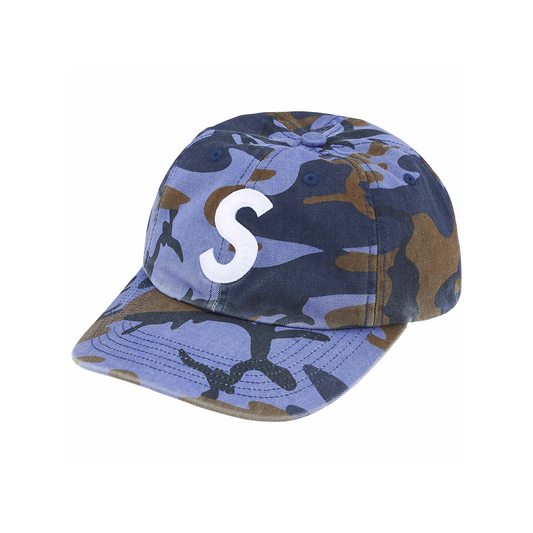 Supreme Pigment Coated S Logo 6-Panel Cap Blue Camo (SS25)