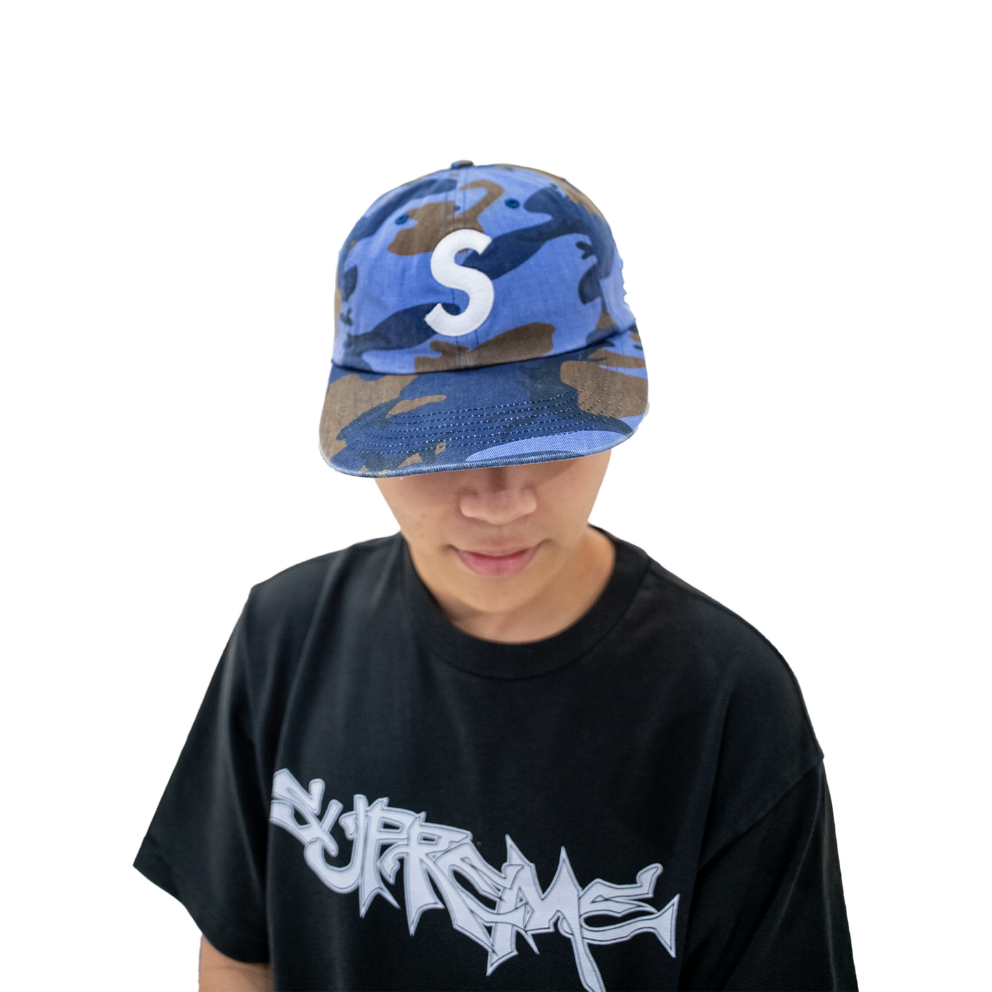 Supreme Pigment Coated S Logo 6-Panel Cap Blue Camo (SS25)