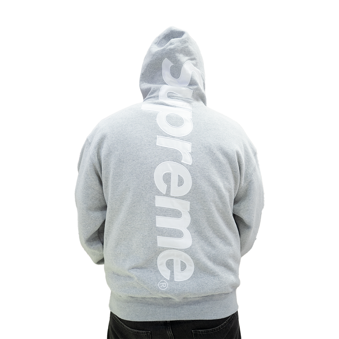 Supreme Satin Appliqué Hoodie Heather Grey (FW24)