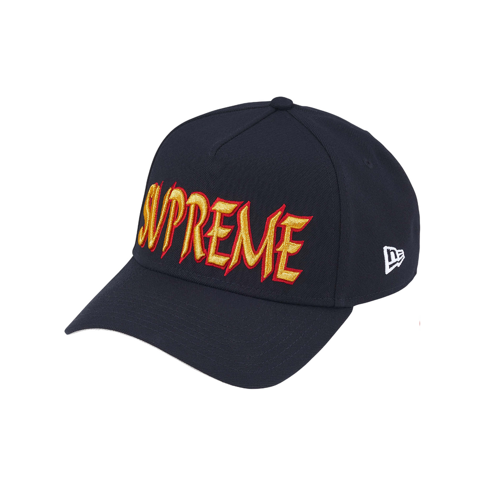 Supreme Sharp Spellout Adjustable New Era Cap Navy (FW25)