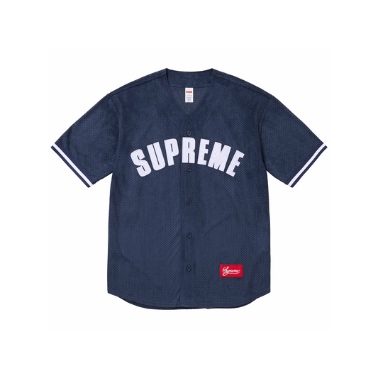 Supreme Ultrasuede Mesh Baseball Jersey Navy (SS24)