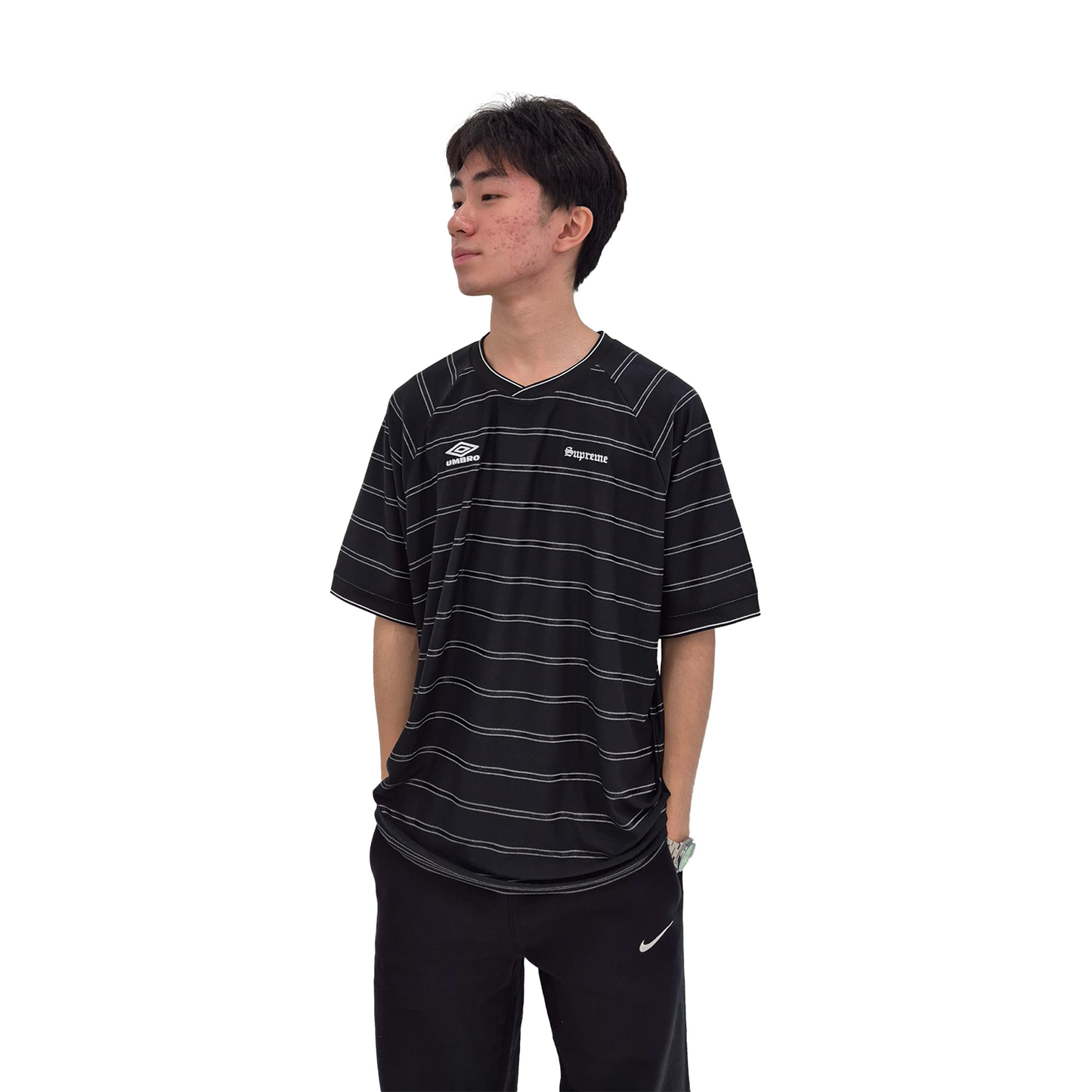 Supreme Umbro Stripe Soccer Jersey Black (SS25)