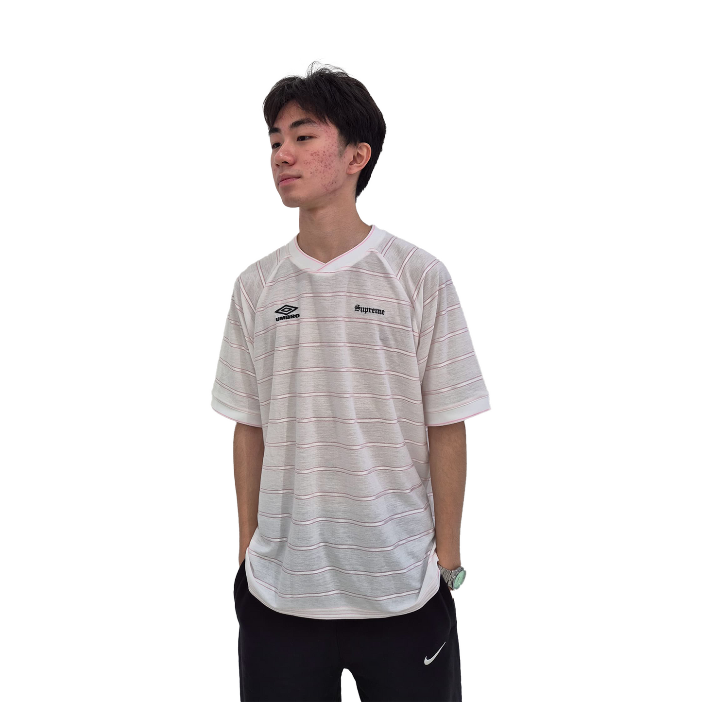 Supreme Umbro Stripe Soccer Jersey White (SS25)