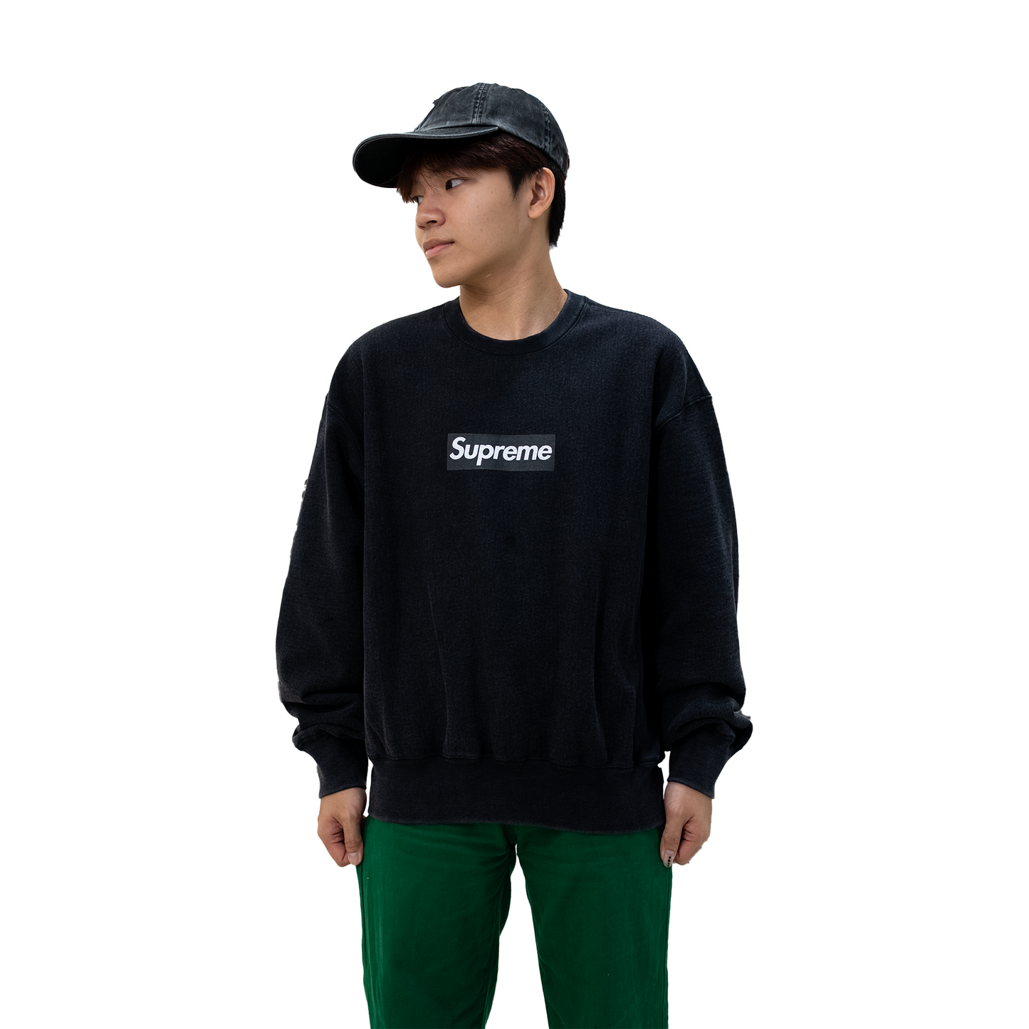 Supreme Washed Box Logo Crewneck Black (SS25)