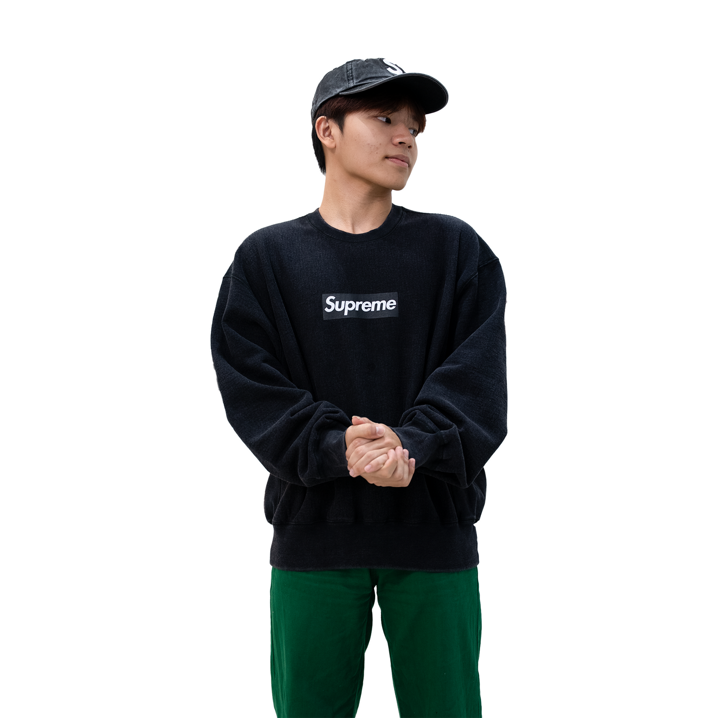 Supreme Washed Box Logo Crewneck Black (SS25)