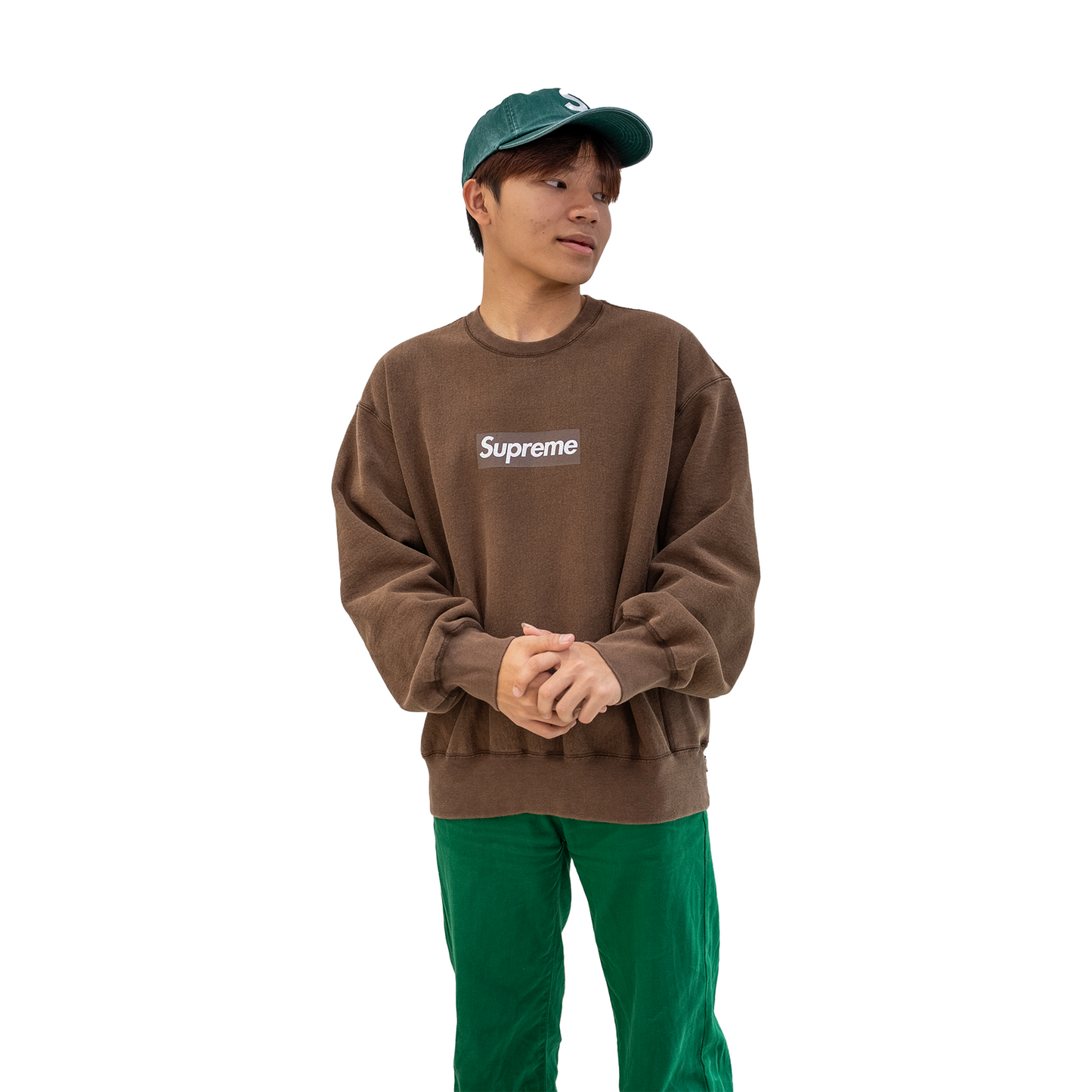 Supreme Washed Box Logo Crewneck Brown (SS25)