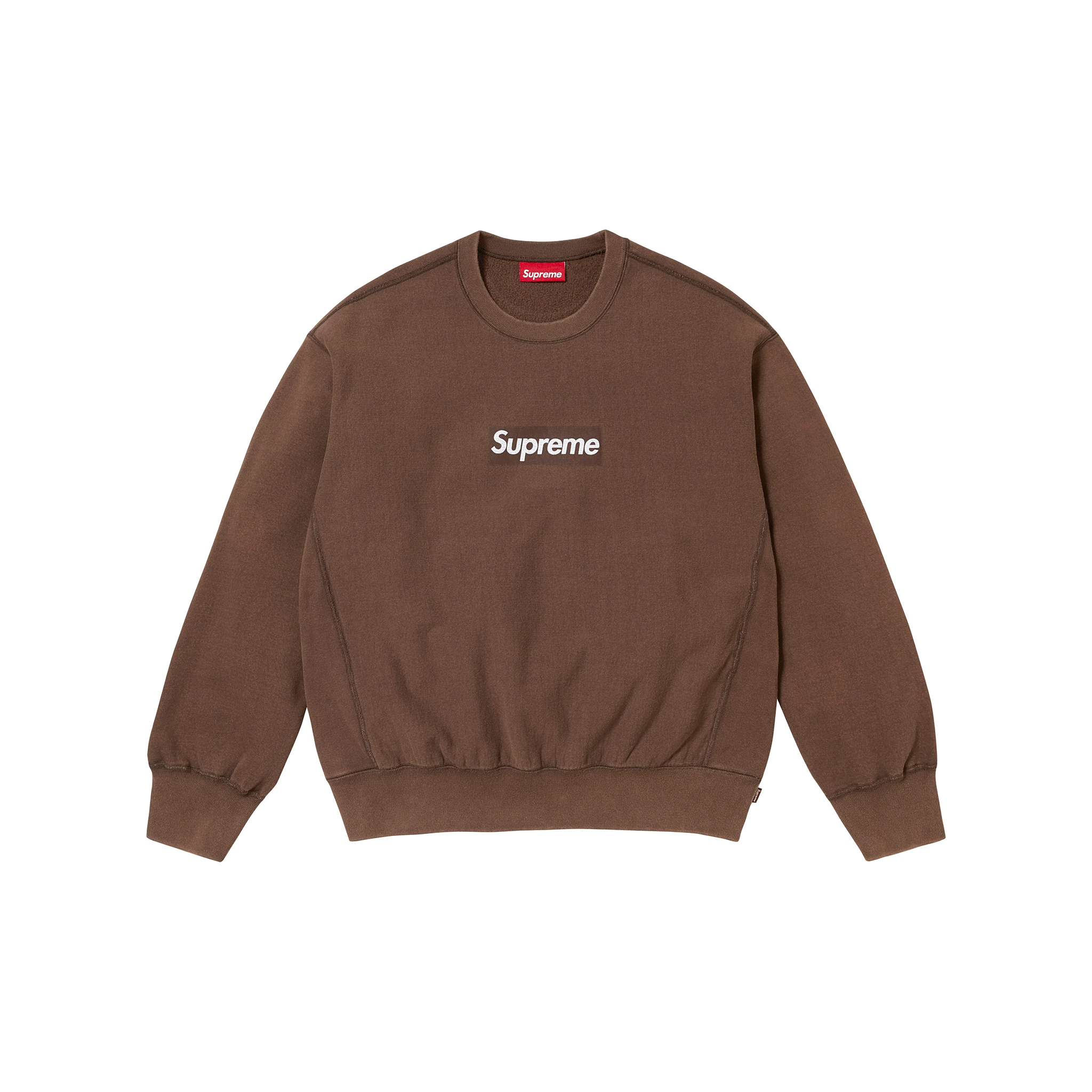 Supreme Washed Box Logo Crewneck Brown (SS25) – STEALPLUG KL