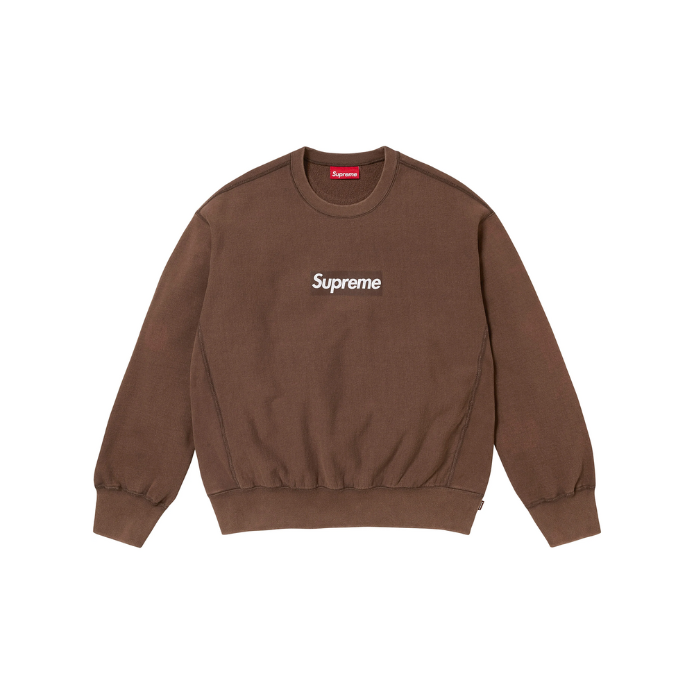 Supreme Washed Box Logo Crewneck Brown (SS25)