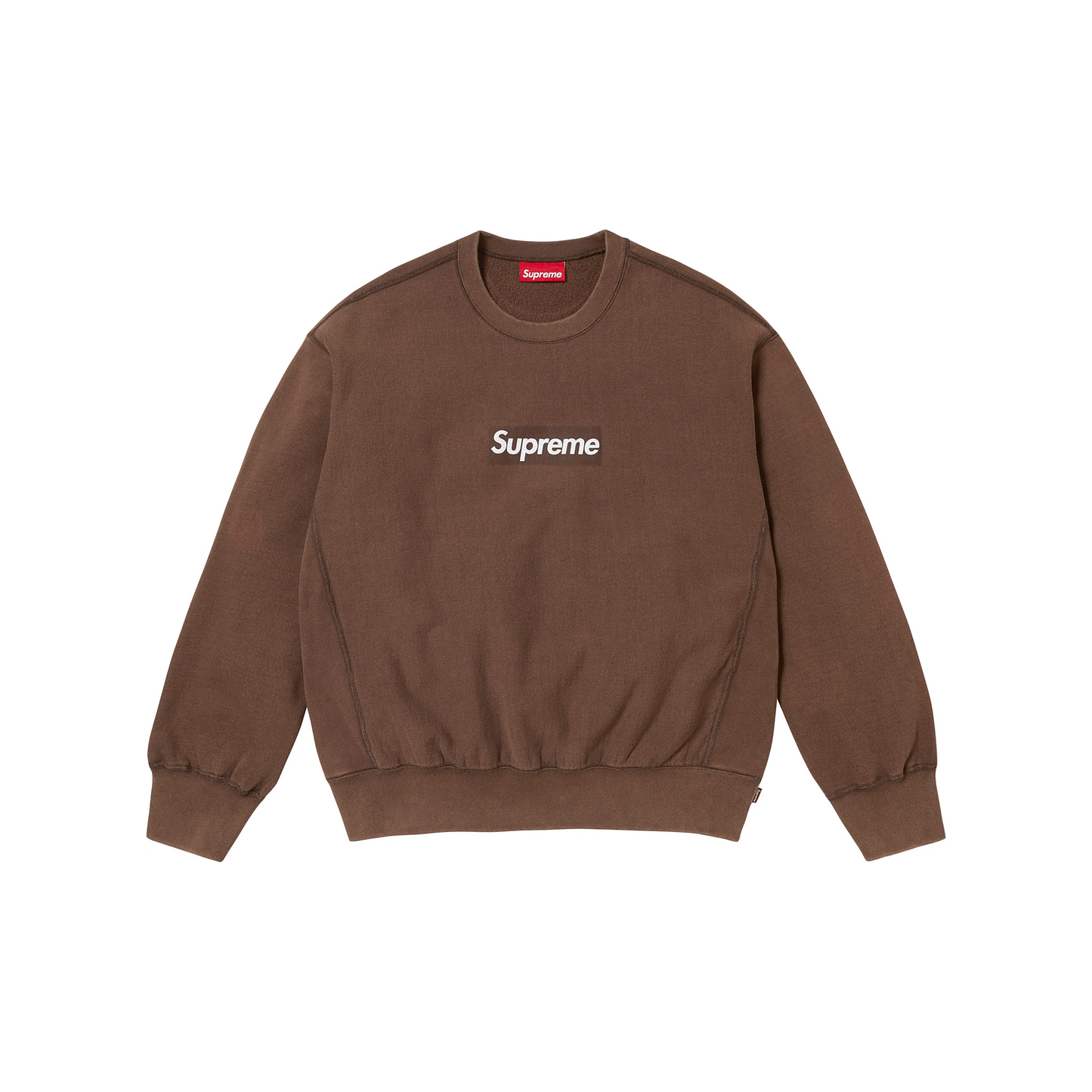 Supreme Washed Box Logo Crewneck Brown (SS25)