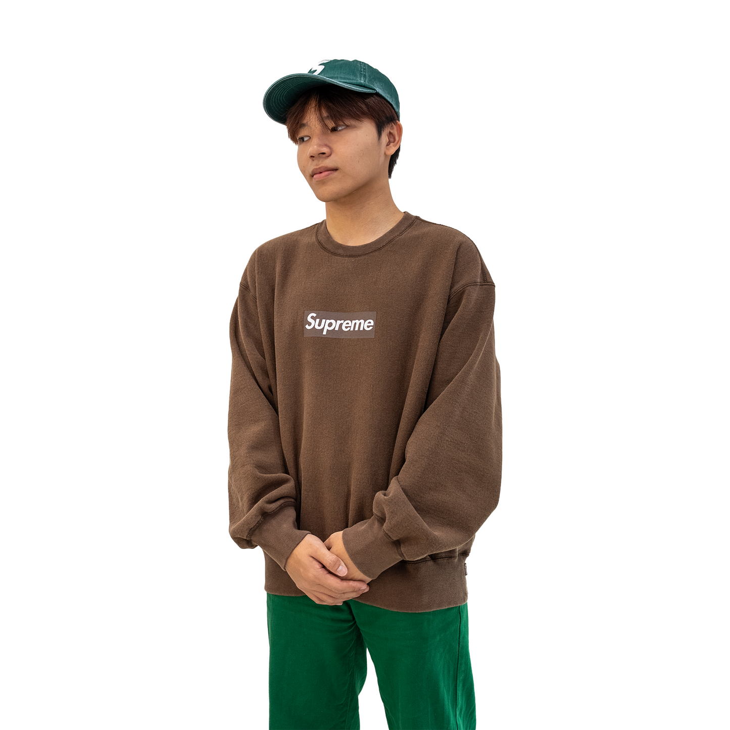 Supreme Washed Box Logo Crewneck Brown (SS25)