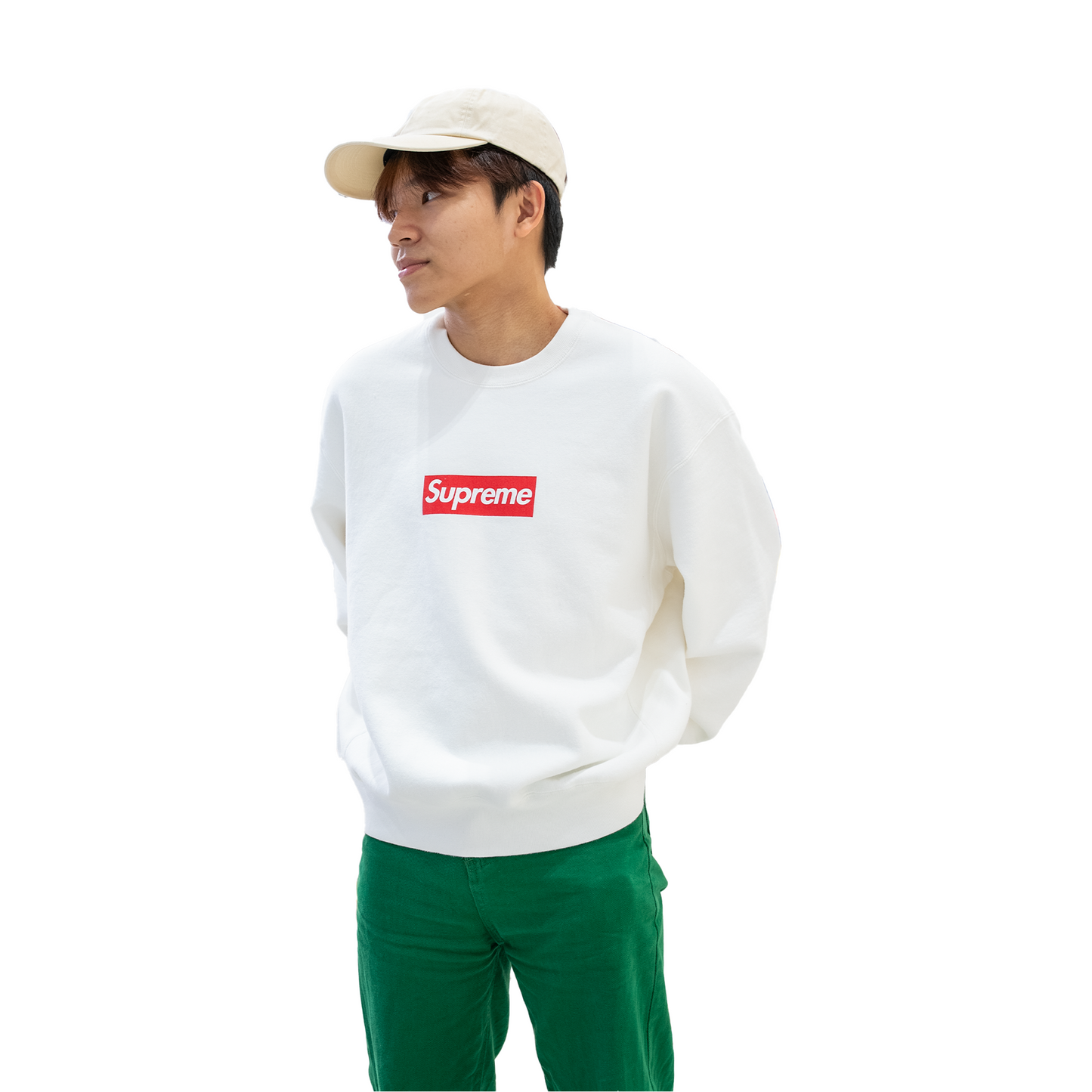 Supreme Washed Box Logo Crewneck White (SS25)