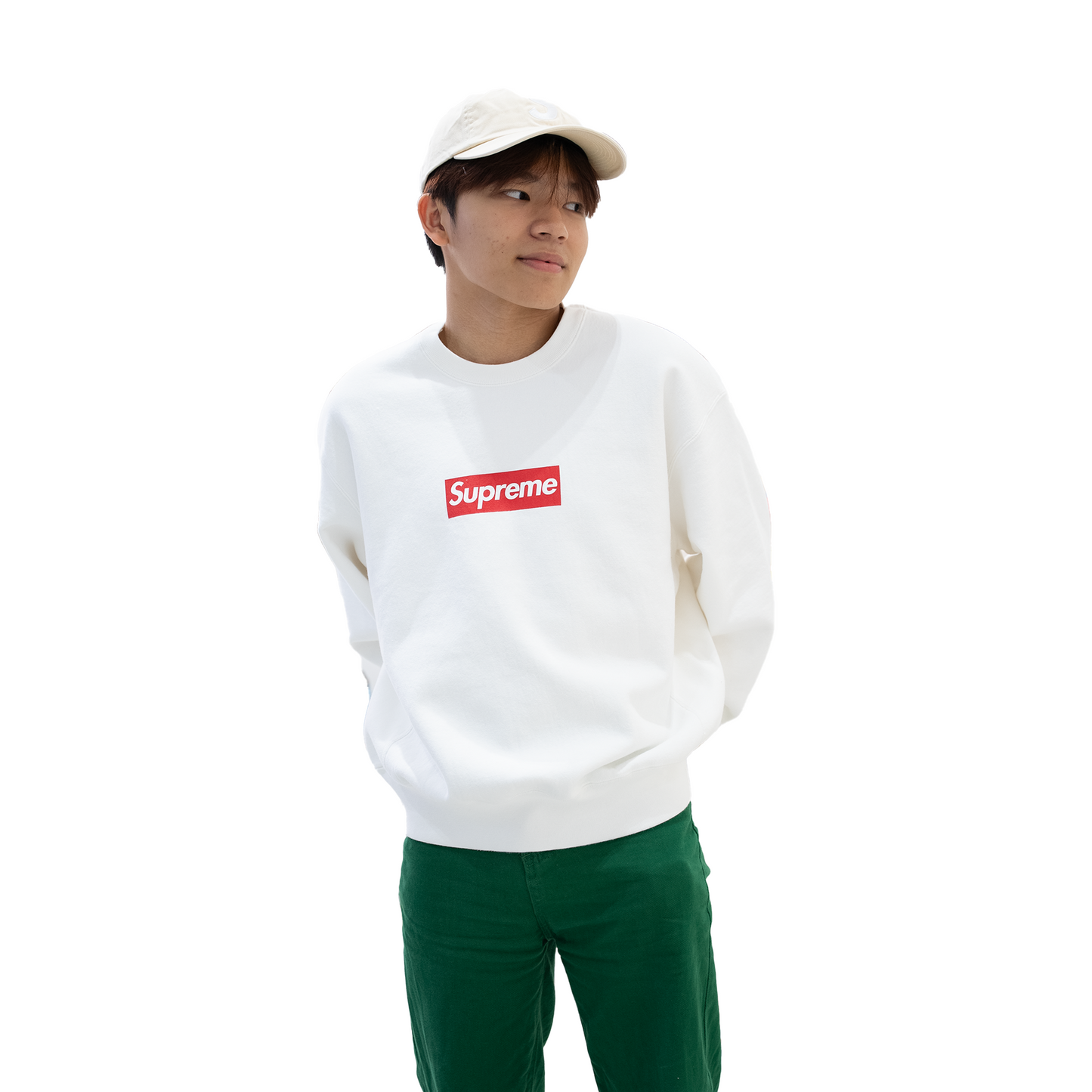 Supreme Washed Box Logo Crewneck White (SS25)