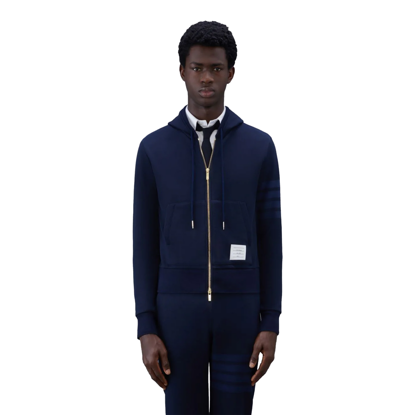 THOM BROWNE Classic Loopback 4-Bar Full Zip Hoodie Navy (SS23)