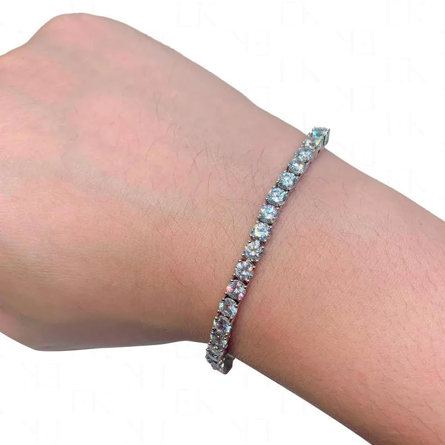 EK Collection Glass Stone Tenez Bracelet Silver