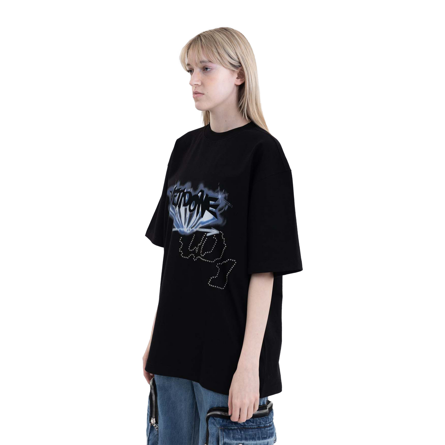 WE11DONE Crystal Logo Tee Black (SS24)