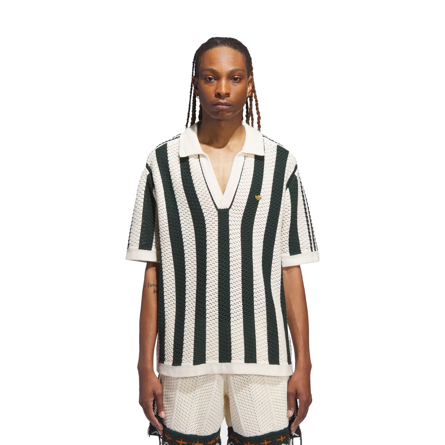 adidas CLOT Knit Pique Polo by Edison Chen Green Night / Cream White (SS25)